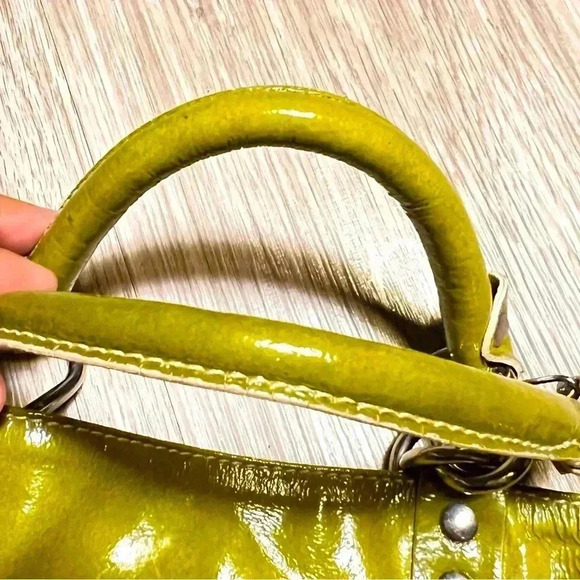 PLINIO VISIONA GREEN PATENTED  LEATHER TOTE SHOULDER BAG LEATHER MADE IN ITALY - Picture 16 of 17